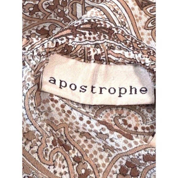 Apostrophe All Polyester Brown Hues Long Sleeve Bell Cut Cuffs Blouse Size 8 - Picture 7 of 9